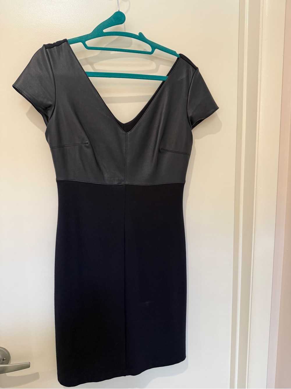 Bailey 44 Women's Black Faux-Leather Top Sheath Dress